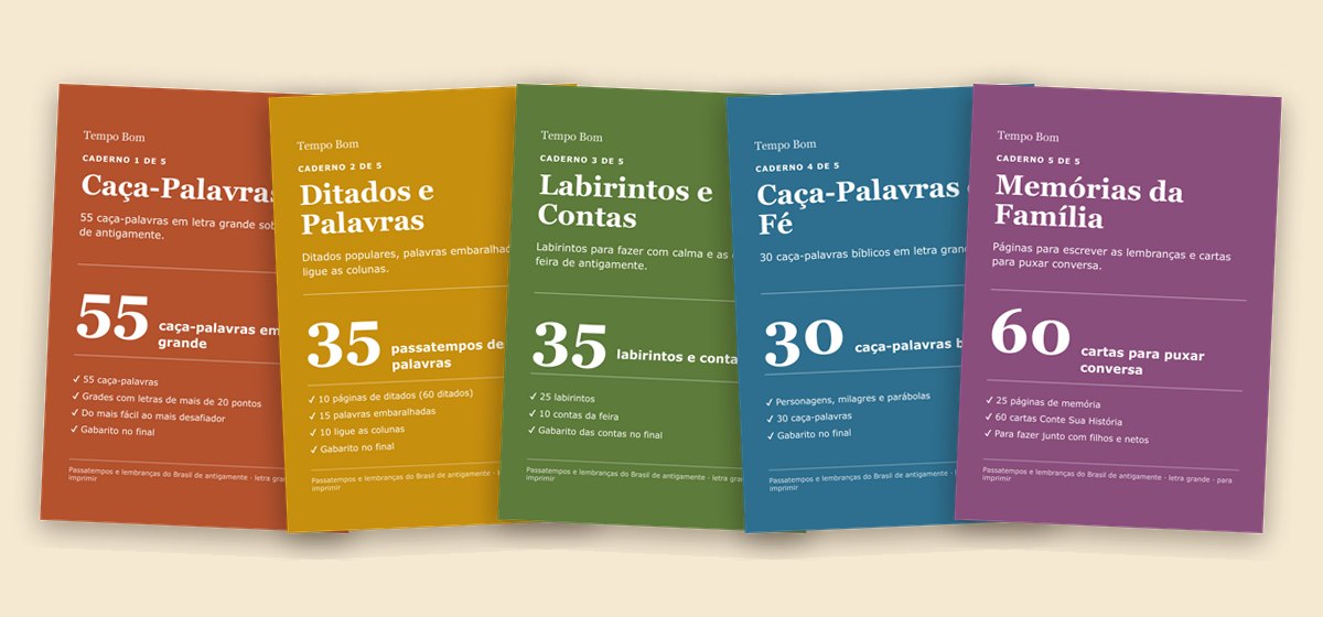 Os 5 cadernos do Kit Tempo Bom