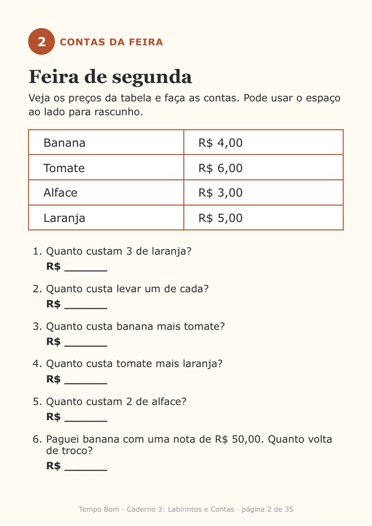 Página do caderno Labirintos e Contas