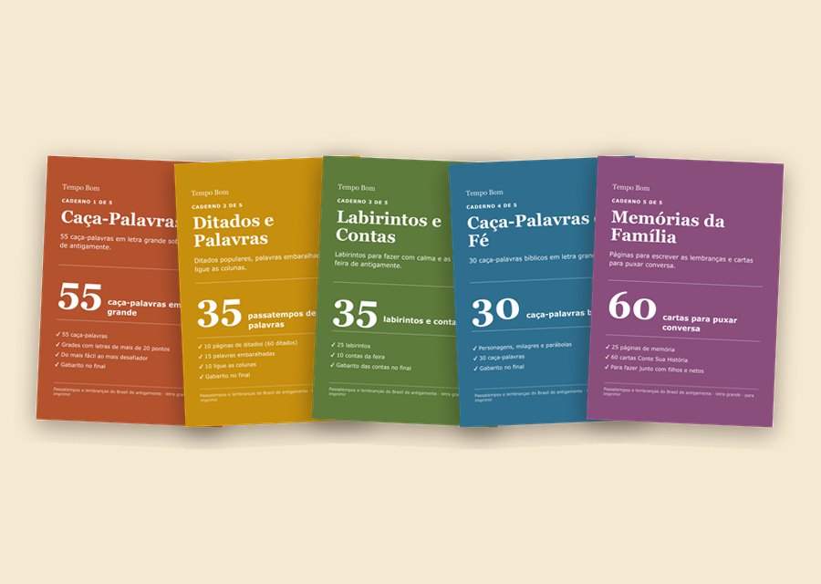 Os 5 cadernos do Kit Tempo Bom